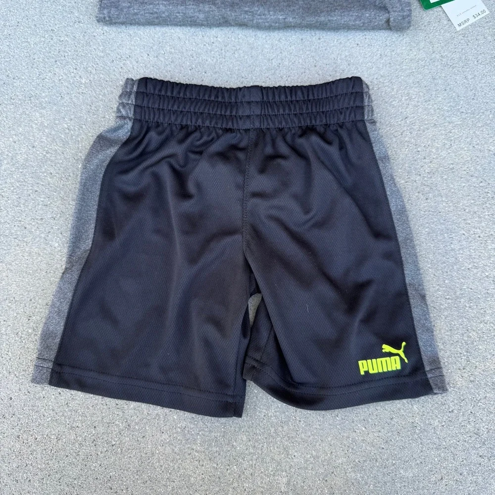 Puma Kids 2 Piece Set Charcoal Heather Logo T-Shirt Shorts‎